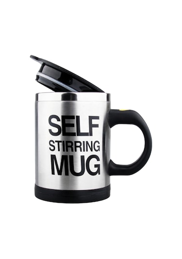 Vkemall 400ml Çift Katlı Paslanmaz Çelik Otomatik Kahve Karıştırıcı Bardak - Akıllı Elektrikli Karıştırıcı, Sıcak/soğuk İçecekler İçin Ev/ofis Hediyelik Bardak Siyah