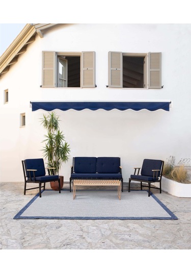 Koza Home Mist Lacivert Tek Kişilik  Bahçe Koltuğu Siyah İskelet 6004 Lacivert