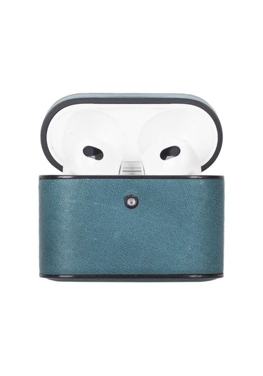 Toyigoo Toyigoo Casquet Apple Airpods 3.nesil Uyumlu Deri Kılıf Aa32 Mavi