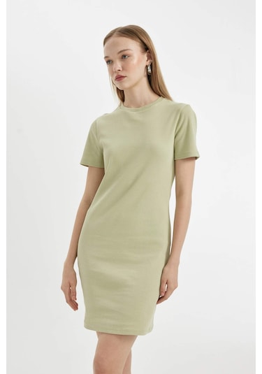 DeFacto Coool Bodycon Vücudu Saran Bisiklet Yaka Fitilli Kaşkorse Kısa Kollu Mini Elbise C1503AX24SPKH439 DeFacto Coool Bodycon Vücudu Saran Bisiklet Yaka Fitilli Kaşkorse Kısa Kollu Mini Elbise C1503AX24SPKH439