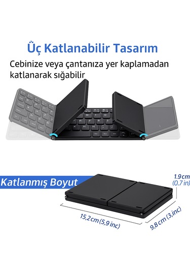 İos Uyumlu Android Tablet Telefon Için Taşınabilir Mini Katlanır Klavye