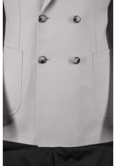 Sir Regular Fit Çift Yırtmaç Astarlı Erkek Kruvaze Tek Ceket 001