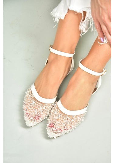 Fox Shoes U726544115 Beyaz File Kadın Babet Beyaz-file