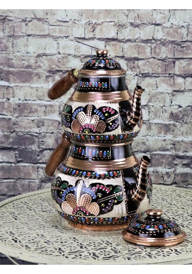 Gül Çiçek Bakır Çaydanlık Bakır