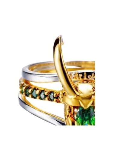 Dancemonkey Zirkonya Yüzükler Yeşil Us Unisex Şekli Parmak Kübik Kask In Çıkarılabilir Boynuzlar Adet/takım 3 3 10 1 Jr Altın