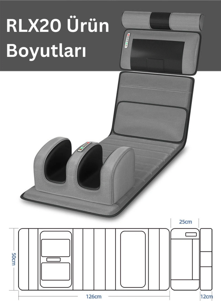 Rlx20-2 Katlanabilir Elektrikli Tam Vücut Isıtmalı Masaj Yatağı Boyun Masaj Cihazı Ayak Masaj Cihazı Gri