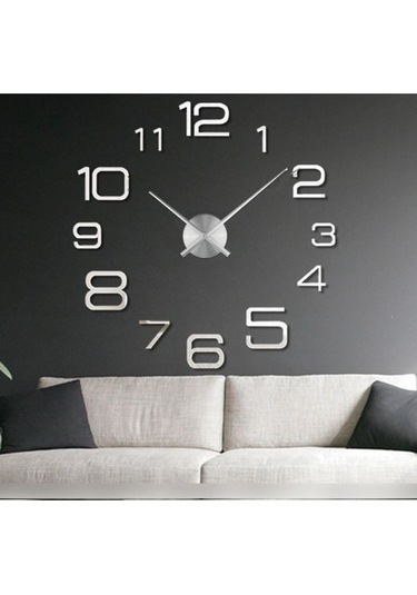 Novahub Gümüş Sıcak Benzersiz Akrilik Saat Yaratıcı Büyük 3d Dıy Duvar Saati Modern Duvar Sanatı Ev Dekorasyonu 47ınch Gümüş Gümüş