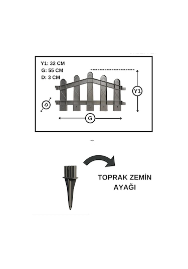 Dekoratif Plastik Bahçe Ve Peyzaj Çiti 8 Adet Çit Y: 32 Cm / G: 4.4 M Toprak Ayaklı - Beyaz