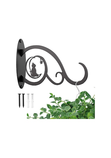 Neevoyu Demir Duvarlı Asma Aracı, Bahçe Bitkileri, Kuş Yemlikleri, Fenerler İçin Dayanıklı, Kolay Kurulum, Siyah, 30 Pound Yük Kapasitesi