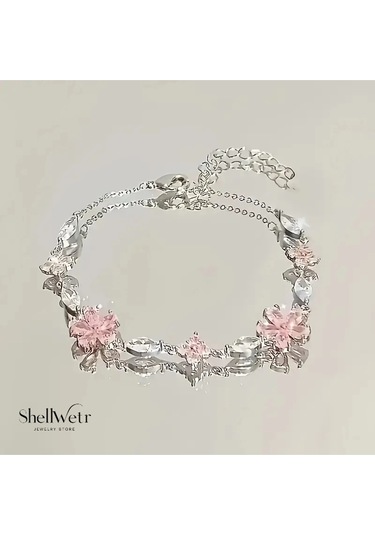 Sakurra Çiçekli Bileklik Sevgililer Günü , Annenize Verilecek En Güzel Gümüş Kapalama Hediye Çok Renkli