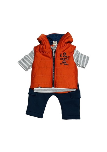 Yelekli Alt-üst Takım Ylk-3374 Turuncu - Lacivert