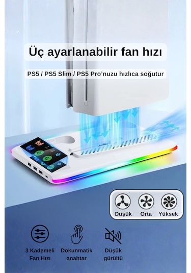 Dossimo Ps5 Soğutucu Stand + Joystick Şarj İstasyonu Soğutucu Ve Şarj Standı