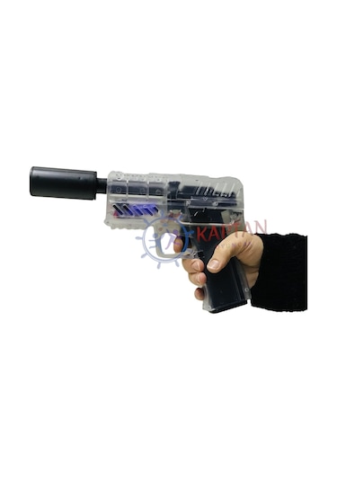 Birlik Oyuncak Tiim Şarjlı Tam Otomatik Susturuculu Mavi Glock Tabanca