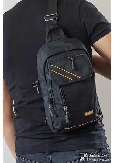 Çapraz Sırt Omuz Göğüs Su Geçirmez Askılı Unisex Siyah Çanta Siyah