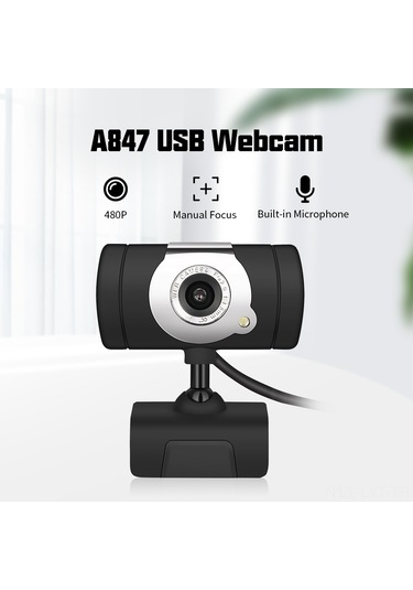 Youtek Hxsj A847 Usb Web Kamerası - 480p Çözünürlük, Mikrofonlu, Manuel Odaklama, Siyah