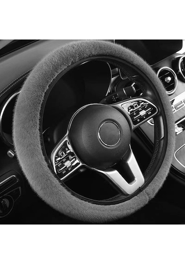 Gri Seametal Kış Sıcak Peluş Araba Direksiyon Araba İç Aksesuarları Kapakları