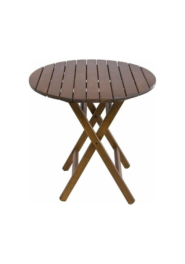 Motoryagmarket Datça 70Lik Katlanır Ahşap Bahçe Balkon Masası Yuvarlak -Beyaz