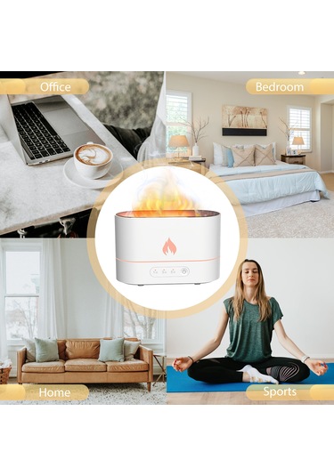 Vkemall Ev Ofis Kullanıma 250ml 3d Benzeri Alev Led Işıklı Ultrasonik Nemlendirici Aromaterapi Uçucu Parfüm Dağıtıcı