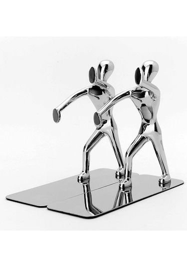 Joyhub 1 Çift / Grup Moda Serin Metal Paslanmaz Çelik Insan Şeklinde Bookend Okul Kırtasiye Ofis Arzı Bookends Renkli Torpido Üstü