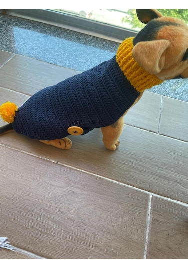 Pati Kedi Köpek Örme Ponponlu Düğmeli Kıyafet Giyim Pet