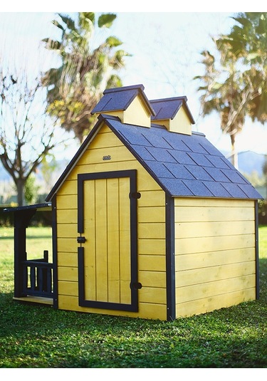 Mandu Ultra Lüks Ahşap Köpek Kulübesi Evi Gold Edition