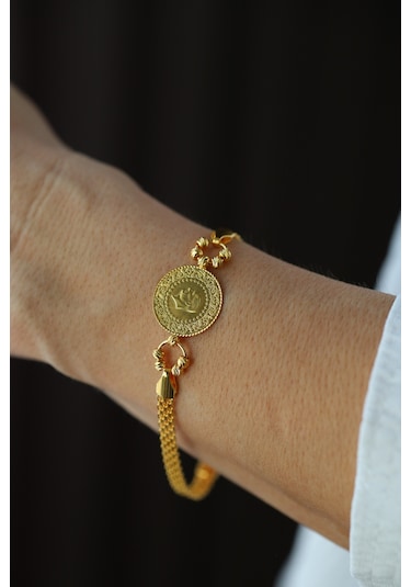 Yenigün Kuyumculuk 14 Ayar Altın Bismark Zincirde 22 Ayar Çeyrek Altınlı Bileklik