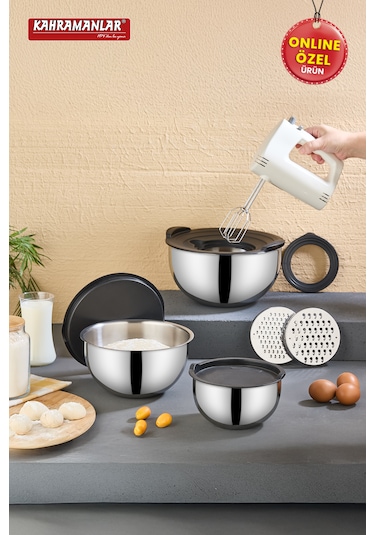 Kahramanlar Chef Mix 9 Parça Rendeli Karıştırma Ve Saklama Kabı