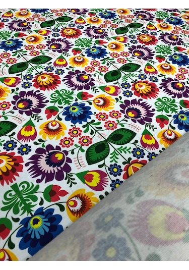 Botanik Çiçek Desenli Dijital Baskılı Kumaş