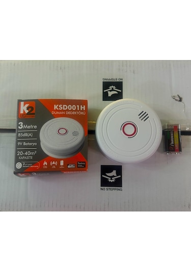 Duman Dedektörü Pilli Pil Dahil K2 Beyaz - Cam