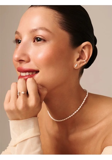 Miestilo 925 Ayar Gümüş Tekli Kolay Takılan Kaşır Küpe 40818573 beyaz