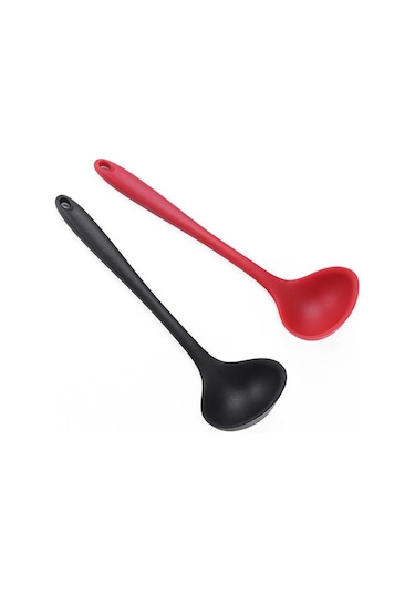 2 Adet Isıya Dayanıklı Silikon Pota Kaşık Uzun Saplı Asılı Delik Yapışmaz Karıştırma Kaşığı Mutfak Pişirme Gereçleri