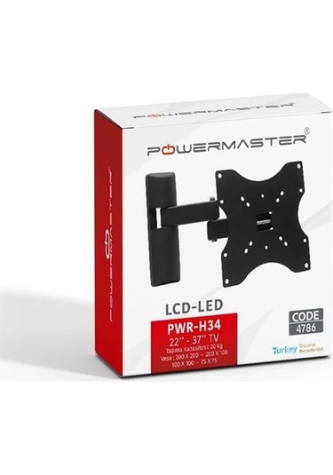 Powermaster 22''-37'' Çift Kollu Kilitli Hareketli Duvar Askı Aparatı Pwr-h34