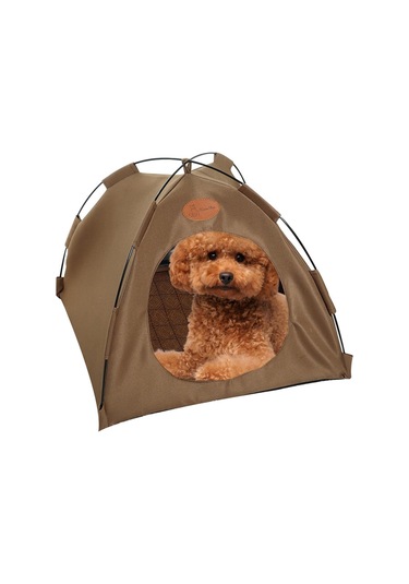 Vkemall Xl Kahverengi Kedi Köpek Çadır Yatağı - Katlanabilir Dış Mekan Uygun - Matlı Ev, 58x58x48cm