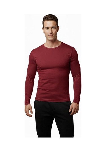 DeepSEA Bordo Dar Kalıp Likralı %90 Pamuk Erkek Sweatshirt – Vücuda Oturan İnce Penye Sweat 2300423 DeepSEA Bordo Dar Kalıp Likralı %90 Pamuk Erkek Sweatshirt – Vücuda Oturan İnce Penye Sweat 2300423