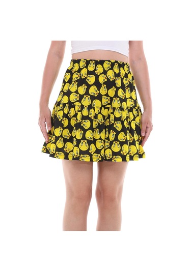 Tweety Çizgi Film Karakterli Jarse Kumaş Şort Etek-433-siyah Siyah
