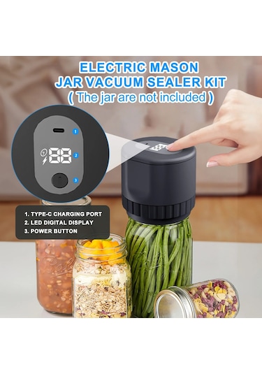 Sones Elektrikli Mason Kavanoz Vakumlama Seti 10 Kavanoz Kapağıyla Gıda Depolama İçin Sızdırmazlık Makinesi