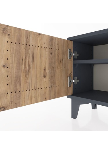 Arges Komodin Tek Raflı Tek Kapaklı 44x30x48 Antrasit-çam Antrasit