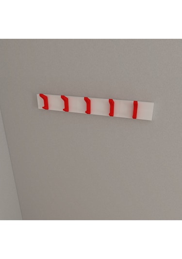Hepsi3boyutlu Modern Duvar & Kapı Kanca Askılık - 5 Adet Kırmızı Kanca Askılık - Model No : 2 Kırmızı