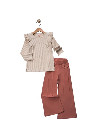 Celira Krem Taş Baskılı Kaşkorse Kız Çocuk Takım Çok Renkli