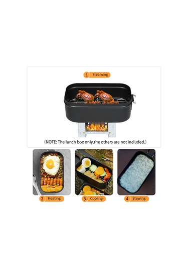 Mufunye Alüminyum 800ml Dış Etkinlikler İçin Hızlı Isıtma Kabiliyetli Kamp, Yürüyüş, Balıkçılık Mutfaklı Kare Yemek Kutusu Siyah Çok Renkli