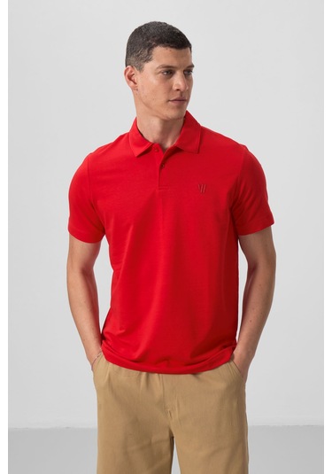 Tommy Life Kırmızı Basic Göğüs Logolu Standart Kalıp Triko Polo Yaka Erkek T-shirt - 87768 Kirmizi