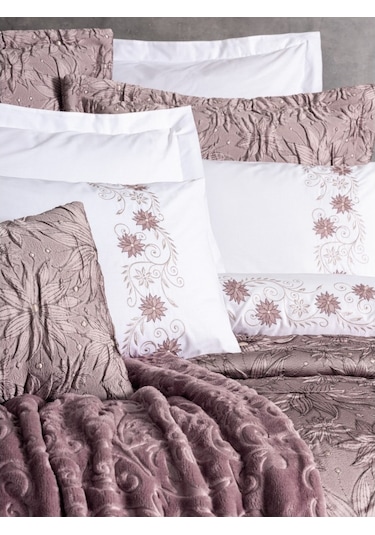 Cotton Box Platınıum Çift Kişilik Yatak Örtüsü Seti Theresa Pudra Pudra
