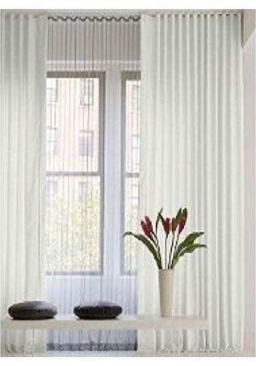 Taç Saten Güneşlik Perde Beyaz En:290 CM Pencere Yatay Ölçüsü Beyaz