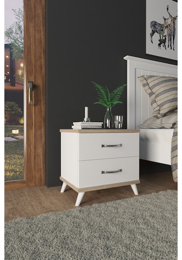 Ae-2029 Inci 2 Çekmeceli Beyaz Komodin 49 Cm
