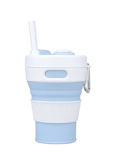 Prestigegoods 350 Ml Katlanır Silikon Teleskopik Kahve Fincanı, Çok Fonksiyonlu Seyahat Bardağı, Mavi Mavi