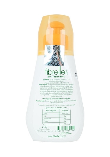Fibrelle Zero Sıvı Tatlandırıcı 200 ML Sukraloz Bazlı