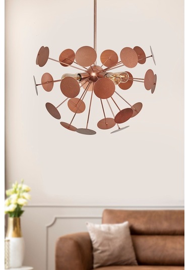 Luzarana Rosso Bakır Metal Gövde Tasarım Lüx Avize Çok Renkli