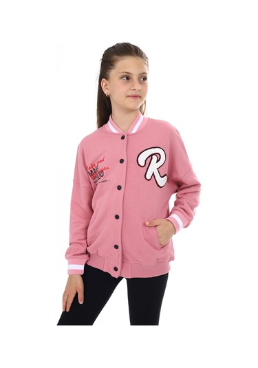 Toontoy Kız Çocuk Baskılı Kolej Hırka Gül Kurusu