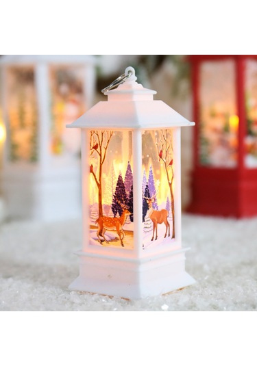 Teltree Noel Işıklı Beyaz Geyikli Dekoratif Masa Lambası - Retro Tasarım Diğer