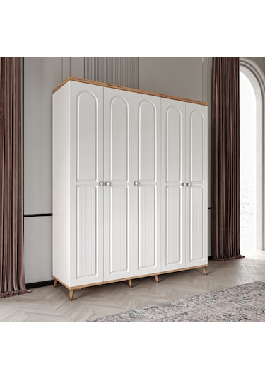 Bohem 5 Kapaklı Komple Mdf Gardırop - Elbise Dolabı
